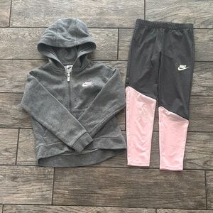 Nike Kids Gray & Pink Hoodie with Matching Leggings